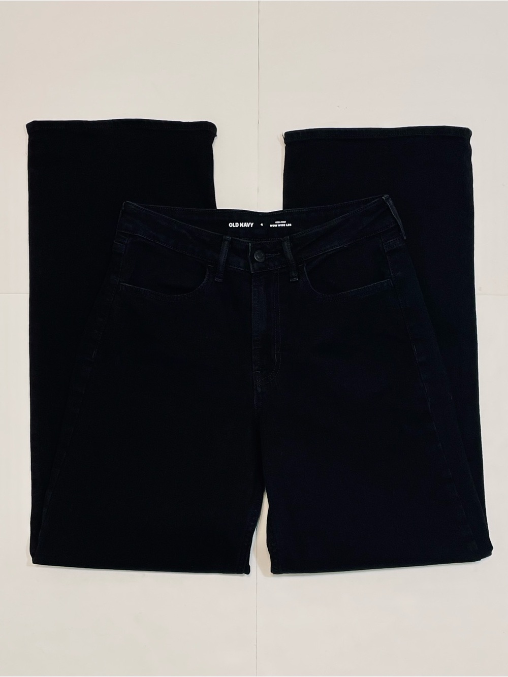 Old Navy Women's WOW Wide Leg Black High Rise Denim Jeans Size 4 - Picture 1 of 10